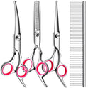 TINMARDA 5 in1 Dog Grooming Scissors Kit, Professional Dog Scissors for Grooming with Safety Round Tips, Titanium Coated Grooming Shears for Dogs Cat Pet At Home
