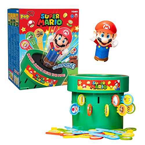 TOMY Pop Up Super Mario Game - Activities for Indoor Recess or Family Game Night - Officially Licensed Super Mario Toys for Kids - 2-4 Players - Ages 4 Years and Up
