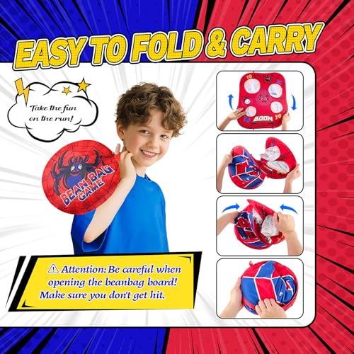 Spider Bean Bag Toss Game, 3-in-1 Cornhole Board Outdoor Toys for Kids, Family Party Activity Toddler Yard Backyard Beach Lawn Party Camping Game Toys for 3 4 5 6 7 8 Year Old Boys Girls Birthday Gift