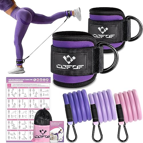 Ankle Resistance Bands with Cuffs, Ankle Bands for Working Out, Kickbacks Hip, Leg Glute Exercise Equipment with Training Poster, Resistance Workout Equipment for Women