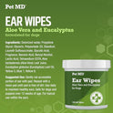 Pet MD Dog Ear Cleaning Wipes – Otic Cleanser for Dogs, Soothing Ear Care with Aloe Vera & Eucalyptus, Regular Wipes, 100 Count