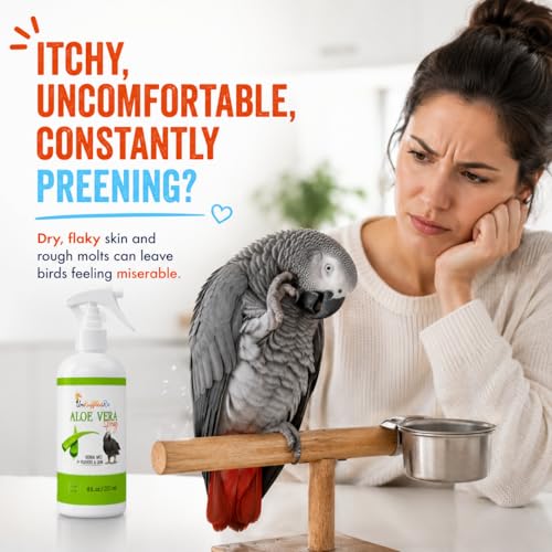 Aloe Vera Bird Spray for All Birds – Soothes Itchy Skin & Feather Plucking – 8oz Odor-Free Mist, Safe if Ingested, Daily Use Bird Mist, Softens Feathers, Natural Formula – Made in USA by UnRuffledRx™