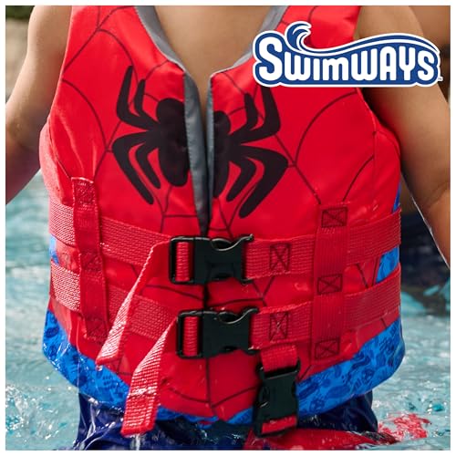 SwimWays Marvel Swim Trainer Life Jacket, US Coast Guard Approved Swim Vest, Pool Floats & Life Jackets for Kids 33-55 lbs, Spider-Man