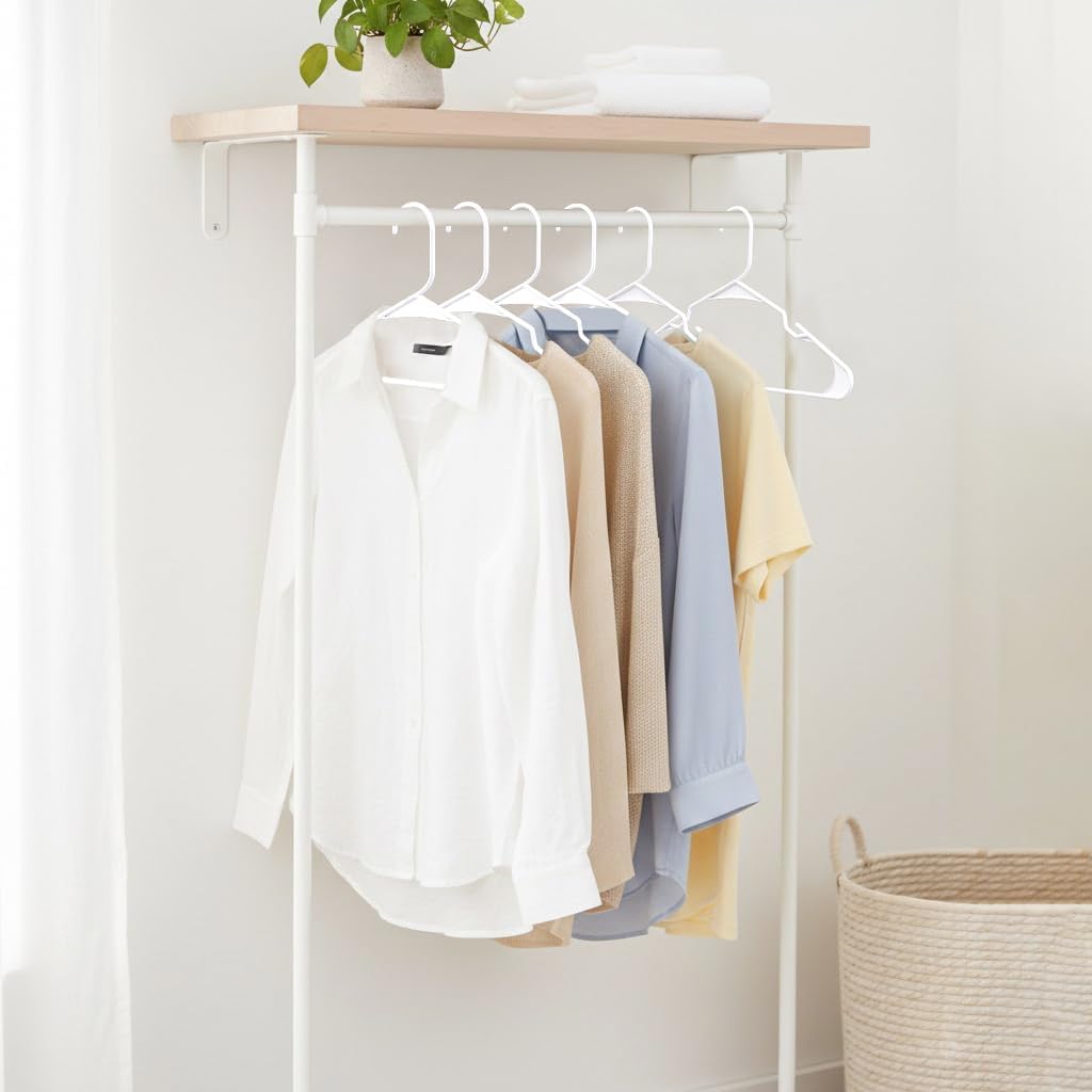 Utopia Home - Plastic Hangers 50 Pack - Space Saving Clothes Hanger - Durable and Strong Closet Organizers and Storage Makes It Ideal Stocking Stuffers or Apartment or Dorm Room Essentials (White)