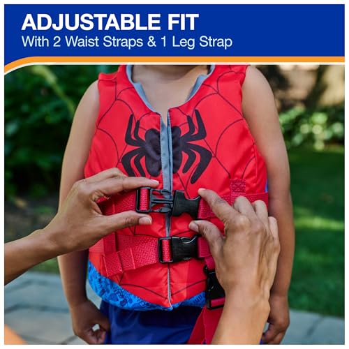SwimWays Marvel Swim Trainer Life Jacket, US Coast Guard Approved Swim Vest, Pool Floats & Life Jackets for Kids 33-55 lbs, Spider-Man