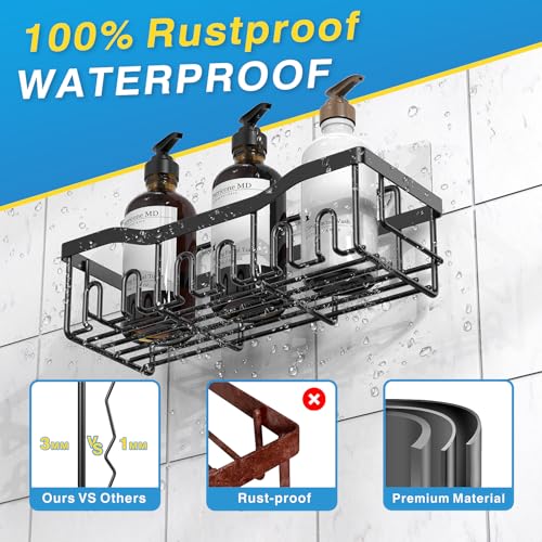 EUDELE Adhesive Shower Caddy, 5 Pack Rustproof Stainless Steel Bath Organizers With Large Capacity, No Drilling Shelves for Bathroom Storage & Home Decor