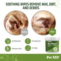 Pet MD Dog Ear Cleaning Wipes – Otic Cleanser for Dogs, Soothing Ear Care with Aloe Vera & Eucalyptus, Regular Wipes, 100 Count