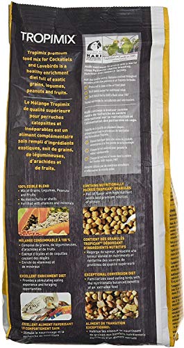Hari Hagen Tropimix Enrichment Food for Cockatiels & Lovebirds, 2 lb. - HARI Parrot Food with Seeds, Fruit, Nuts, Vegetables, Grains, and Legumes