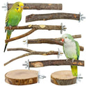 8 PCS Bird Perch Set for Cage - Natural Apple Wood Platforms & Hardwood Branches for Parakeets, Budgies, Cockatiels - Small Bird Habitat Gym, Climbing Stand & Safe Chew Toys