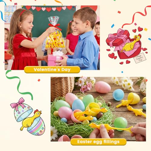 POPLAY 42PCS Flying Chicken Slingshot, Party Favors Treasure Box Toys for Kids, Flicking Rubber Chickens Finger Toys for Birthday Party Activity Gift, Classroom Prizes, Goodie Bag Stuffer