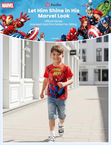 Disney Marvel Birthday Shirt for Boys and Girls 2-9 Years | Cotton Toddler Short Sleeve Graphic Tee | Kids Summer Clothes