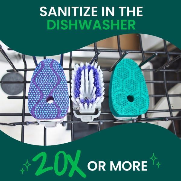 Scotch-Brite Odor Resist Soap Control Dishwand Brush, Non-Scratch Cleaning Brush with Scraper, Stands Upright, 1 Pack