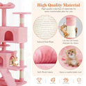 Sweetcrispy 54 Inch Cat Tree Tower, Multi-Level with Cat Scratching Post, Indoor Cat Condo with Climbing Ladder, Plush Toy, Play House for Cat, Pink