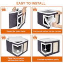 Loyareal Cat Houses for Indoor Cats - Large Cat Bed Cave with Scratch Pad and Fluffy Ball, Foldable Cat Condo Hideaway with Reversible Cushion for Multi Small Pet, Dark Grey