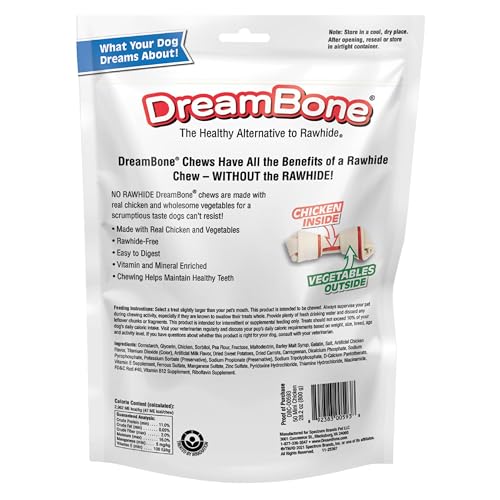 DreamBone Chicken Mini Bone Dog Treats, Daily Rawhide-Free Chew, Digests Safely and Completely, With Real Protein, Chicken and Veggies, 50 count