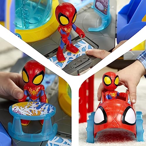 Spidey and His Amazing Friends Web-Spinners Web-Quarters, Kids Playset with Action Figure, Vehicle, and Accessories, Marvel Super Hero Toys, Ages 3 and Up, Large