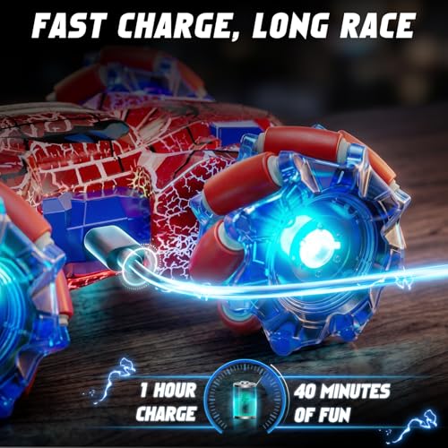 Spider Gesture Sensing Remote Control Car, Double Sided RC Cars with Full-Body Light, 2.4GHz Hand Controlled Rechargeable RC Stunt Car Toys Birthday Gift for Boys 4 5 6 7 8 9 10 11 12