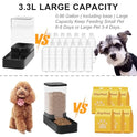 Automatic Cat Feeder and Water Dispenser in Set with Pet Food Bowl,Gravity Dog Waterer and Food Feeder for Small Medium Dog Cat Puppy Kitten Large Capacity(3.3L,Black)