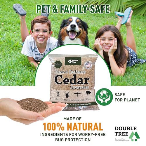 Double Tree Home and Garden Cedar Granules | Repels Fleas, Ticks, Ants, and Mosquitos | Rich Cedar Scent | Non Toxic | Pet Safe | 1 Bag (16 Quarts)