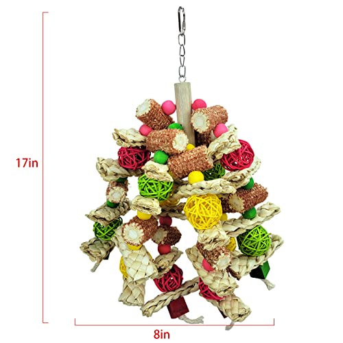 Cokliomc Parrot Toys, Natural Corncob Bird Chew Toys for Small and Medium Macaws, African Grey Parrots,  Parrots Bird Cage
