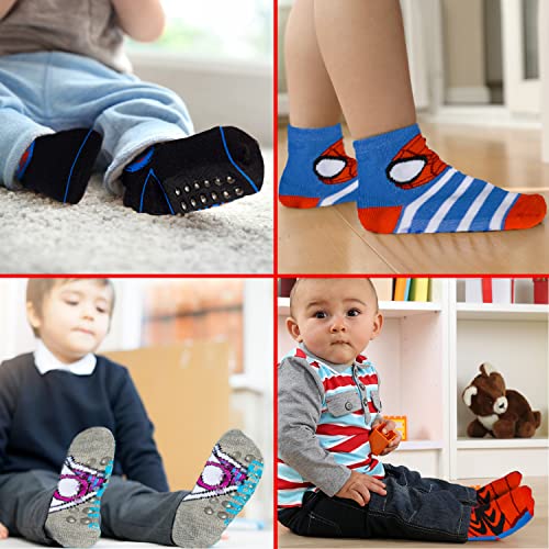 Marvel Spiderman Grip Socks, Socks for Toddler Boys, 10 Pack, Spider man Toddler Gripper Socks, Amazing Spiderman Variety