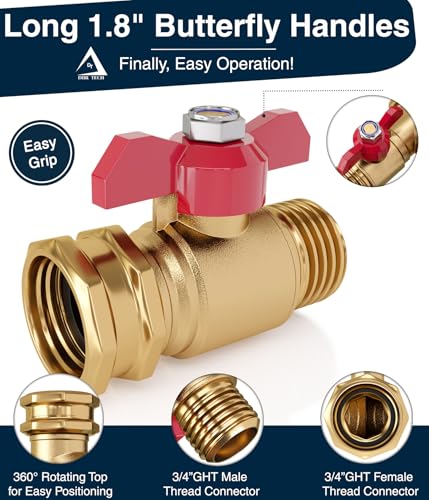 DBR Tech® Garden Hose Shut Off Valve 3/4" Brass | Full Flow & Heavy Duty | 2026 Edition