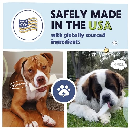 Pawstruck Large 5-6” Filled Dog Bones Variety Pack - Peanut Butter, Cheese & Bacon, Beef Flavors - Made in USA, Long Lasting Stuffed Femur Treat for Aggressive Chewers - Pack of 3, Packaging May Vary