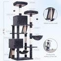 Gitelsnour Cat Tree for Indoor Cats, 71'' (180cm) Multi-Level Cat Tower for Large Adult, Sturdy Cat Tree House with 2 Scratching Boards 7 Posts, 2 Plush Perches/Condos, Hammock, Smoky Gray GCT032G
