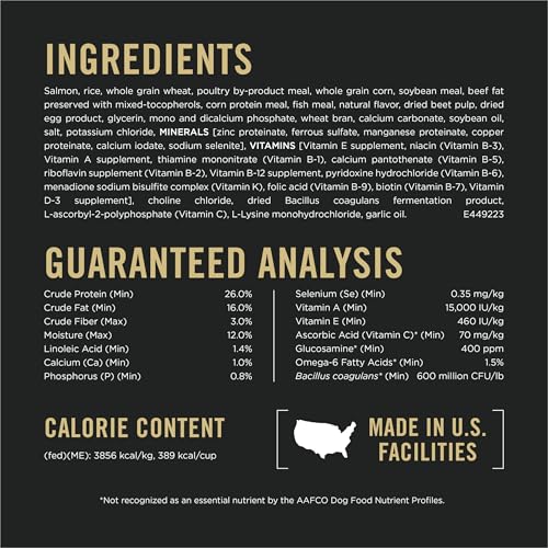 Purina Pro Plan Complete Essentials Shredded Blend Salmon and Rice Dog Food Dry Formula with Probiotics for Dogs - 33 lb. Bag