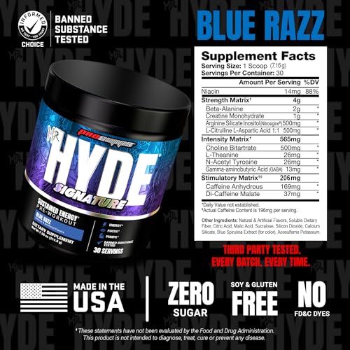 ProSupps Mr. Hyde Signature Pre Workout Powder with Creatine, Beta Alanine & Caffeine - Performance, Energy & Endurance - Clean Fitness & Gym Supplements for Men & Women (Blue Razz, 30 Servings)