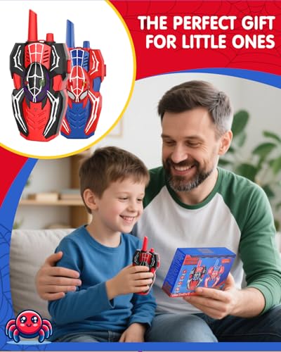 Spider Hero Walkie Talkies for Kids – 2 Pack Indoor & Outdoor Toys for Boys Ages 3-8, Birthday Gift for Children, Fun Two-Way Radios for Playtime & Adventures