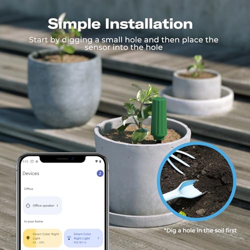 THIRDREALITY Smart Soil Moisture Sensor 3Pack,Zigbee hub Needed,Capacitive Probe,Moisture/Temperature Meter for Garden Planting,Compatible with Homey,Hubitat, SmartThings,Home Assistant