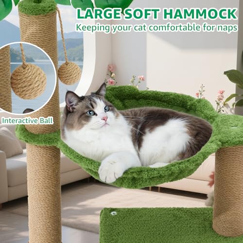 Woochpet 37" Cat Tree Tower for Indoor Cats，2-in-1 Multi-Functional Comfort with Premium Sisal Scratching Post, Cat Cando with Mouse Hole and Plush Toy Ball Large Hammock for Kitty or Small Cats