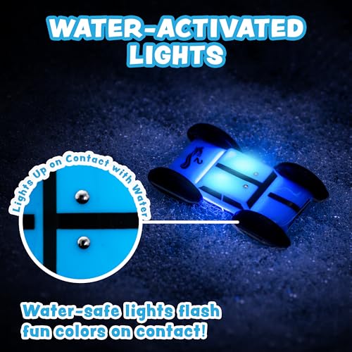 Tub Works® Splash Wheels™ Bathtime Raceway Car Ramp Toddler Bath Toy | Race Car Track with 2 Water-Activated Light-Up Racers | Light Up Bath Toys Flash & Change Colors | Engaging Bathtub Toys for Kids