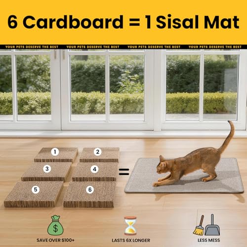 Conlun Cat Scratcher Mat,Natural Sisal Cat Scratch Pad,Horizontal Floor Cat Scratching Pads Rug for Indoor Cats Grinding Claws Nails,Cat Furniture Protector for Couch & Carpets & Sofas