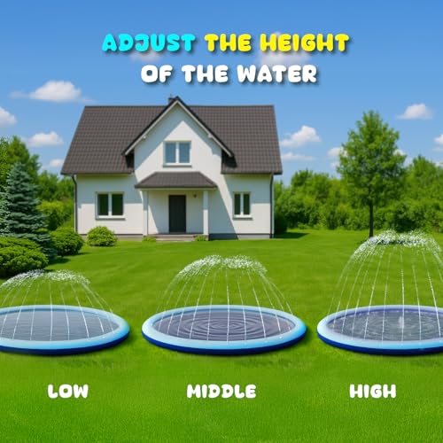COMMOUDS Splash Pad for Kids and Dogs, Non-Slip Sprinkler Pad Thicken Pool Summer Outdoor Water Toys, Backyard Fountain Play Mat for Baby Toddlers Boys Girls Pet(67Inch)