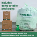 Compostic Compostable Trash Bags, 13 Gallon Tall Kitchen (100 Count) Bulk Pack — Extra Strong, Home Compostable, Plant-Based, Non-Toxic, Unscented Garbage Bags