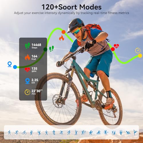 Smart Watch for Men Women, 1.83" HD Touch Screen Smartwatch with Bluetooth Call, 5 ATM Waterproof, 130+ Sport Modes Fitness Tracker Heart Rate Sleep Monitor Pedometer, Compatible with Android iPhone