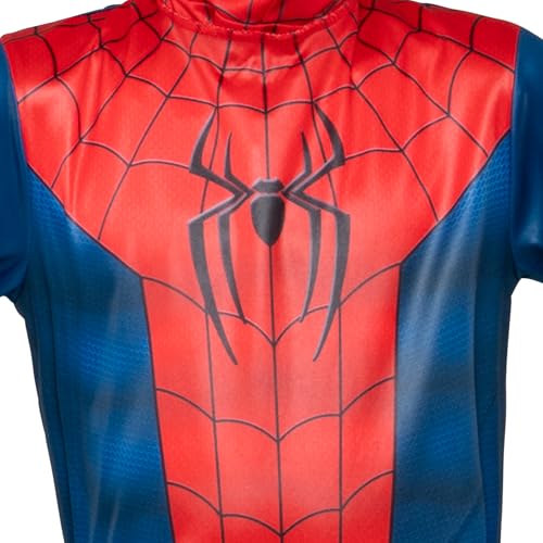 MARVEL Spider-Man Official Youth Halloween Costume - Premium Printed Jumpsuit with Pull On Fabric Mask