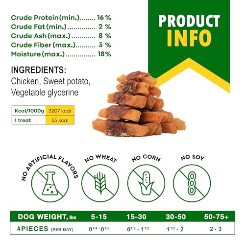 Beloved Pets Sweet Potato Dog Treats & Healthy Chicken Chews 10.6 Oz - Puppy Snacks & Soft Bones for Large, Medium & Small Breeds - Natural Dog Food & Grain-Free, Rawhide-Free Training Jerky Wraps