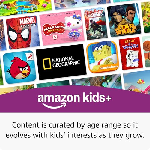 Fire HD 10 Kids Pro tablet, ages 6-12. Bright 10.1" HD screen, includes ad-free content, robust parental controls, 13-hr battery and slim case for older kids, 32 GB, Happy Day
