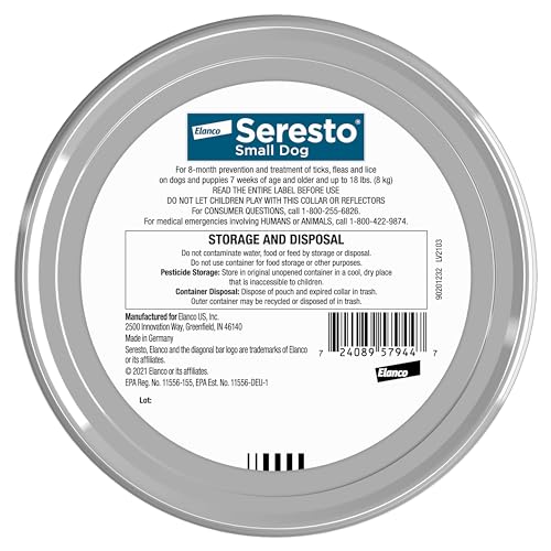 Seresto Small Dog Vet-Recommended Flea & Tick Treatment & Prevention Collar for Dogs Under 18 lbs | 8 Months Protection