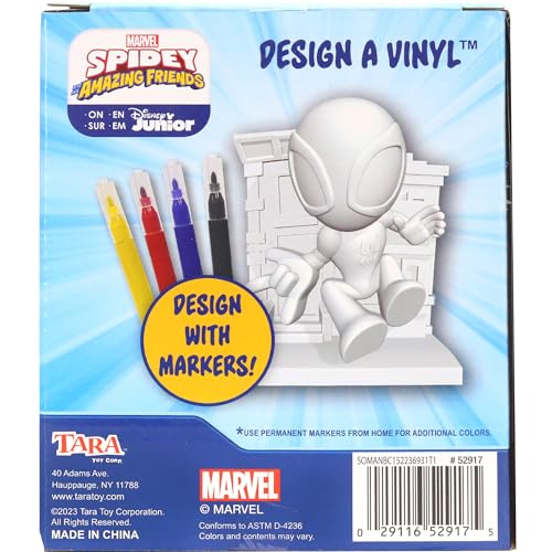 Marvel Spidey Design A Vinyl – Marvel Spidey and His Amazing Friends DIY Coloring Toy – Washable Markers and Vinyl Figures Included – Creative Craft Kit for Kids Ages 4+