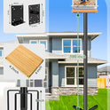 XDW-GIFTS Bird House Pole, 1 Pack 109 Inch Metal Bird Feeder Pole for Outdoor, with 5-Prong Heavy Duty Base for Birdhouse Mounting, Weather Station