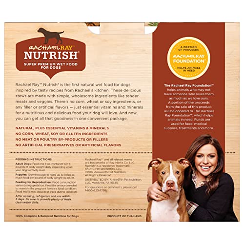 Nutrish Rachael Ray Premium Natural Wet Dog Food, Savory Favorites Variety Pack, 8 Ounce Tub (Pack of 6)