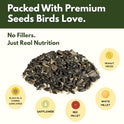 Wild Bird Seed for Outside Feeders – Premium Songbird Blend with Black Oil Sunflower, Safflower, Millet & Peanut Pieces – Bird Food for Cardinals, Finches & Songbirds – 5 lb Bag