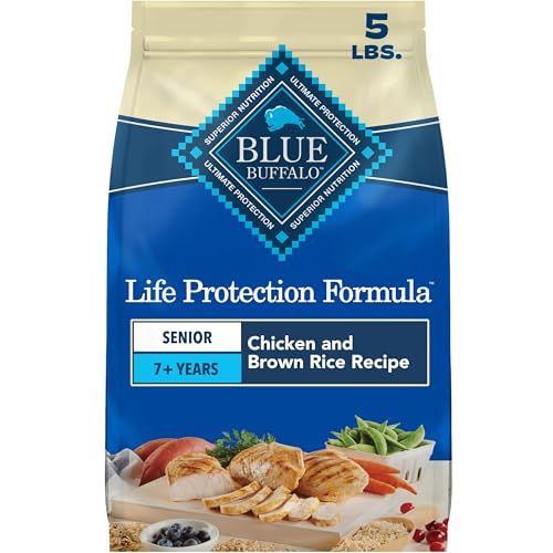 Blue Buffalo Life Protection Formula Chicken & Brown Rice Senior Dry Dog Food, Supports Immunity with Antioxidant-Rich LifeSource Bits, Promotes Healthy Muscle Development, Skin & Coat Health, 5 lbs.