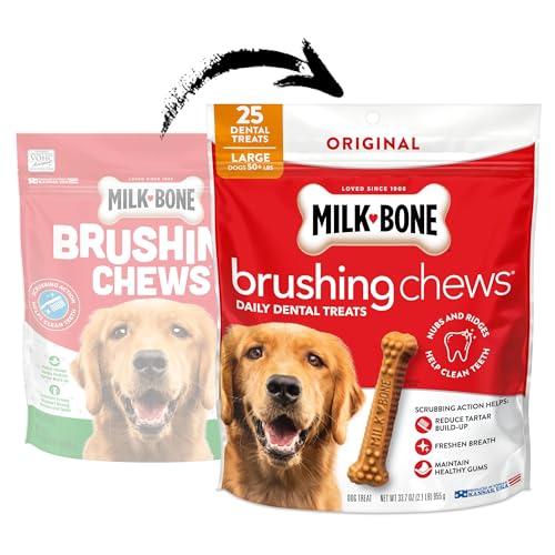 Milk-Bone Brushing Chews Original Chicken Flavor Daily Dental Dog Treats, Large, 33.7 Oz. Bag