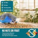 Organic Parakeet Food - No Fillers, Fatty Seeds, or Dyes - Budgies, Lovebirds & Parrotlets - Premium Human Grade Seed Mix, Grain & Wholesome Veggies – Made in USA (2 lbs)