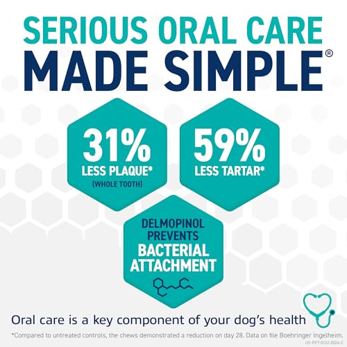 ORAVET Dental Chews for Dogs, Oral Care and Hygiene Chews (Medium Dogs, 25-50 lbs.) Purple Pouch, 30 Count